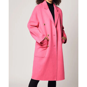 $460 Bellemere Double Breasted Lamb !00% Wool Coat Womens Pockets New one size